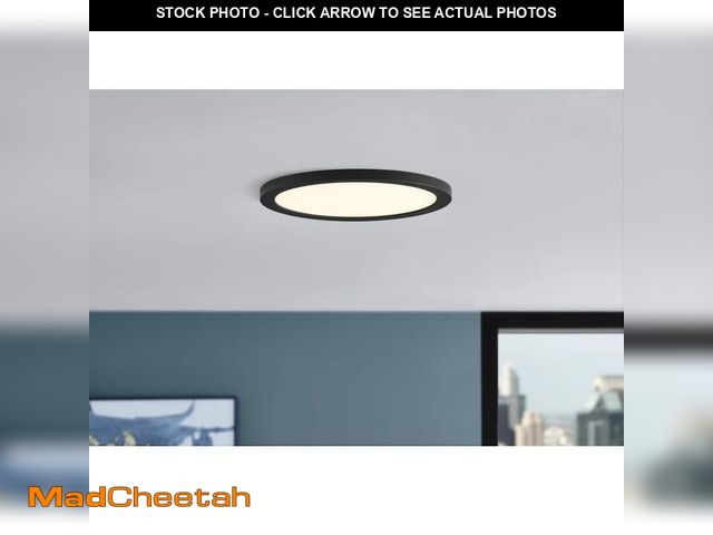 Lot 74-14113244 - Commercial Electric 15 in. Matte Black New Ultra-Low Profile Integrated LED Flush Mount 5CCT (2-Pack...