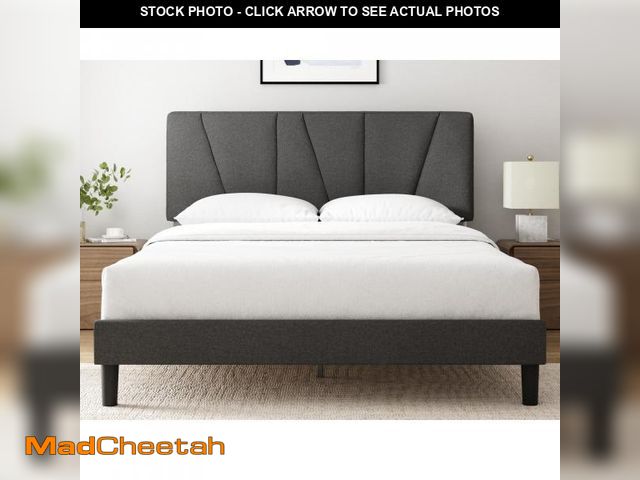 Lot 74-12525859 - ZINUS Full Maya Upholstered Bed Frame with Asymmetric Headboard, Durable Wooden Slats, Sturdy Framew...
