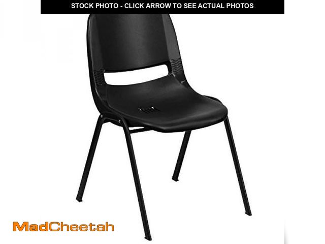 Lot 74-12098204 - Flash Furniture HERCULES Series 440 lb. Capacity Kid's Black Ergonomic Shell Stack Chair with Black ...
