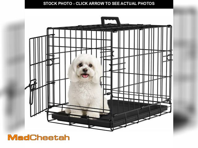 Lot 74-12544023 - FDW Dog Crate for Small Dogs 18 Inch Folding Metal Wire Pet Cage Single Door W/Divider Panel Indoor ...