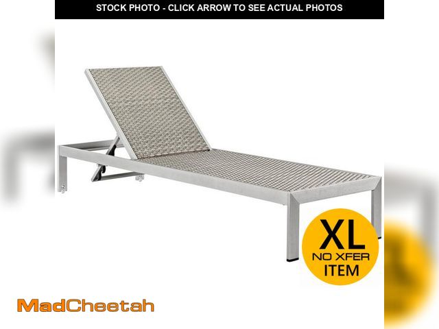 Lot 74-14375332 - MODWAY Shore Patio Aluminum Rattan Outdoor Chaise Lounge in Silver Gray - UNUSED