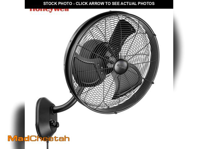 Lot 74-14560566 - Honeywell 18 in. Outdoor Matte Black Oscillating Wet Rated Wall Mount Fan 53030-07 - UNUSED
