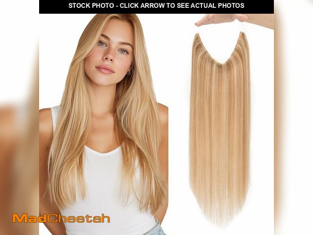 Lot 74-14046194 - Charites Halo Hair Extensions Real Human Hair Invisible Wire Extensions with Transparent Fish Line A...