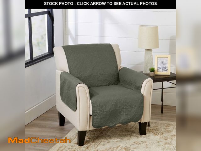 Lot 74-14048416 - Great Bay Home Reversible Chair Cover - Washable Slipcover Furniture Protector with Elastic Straps -...
