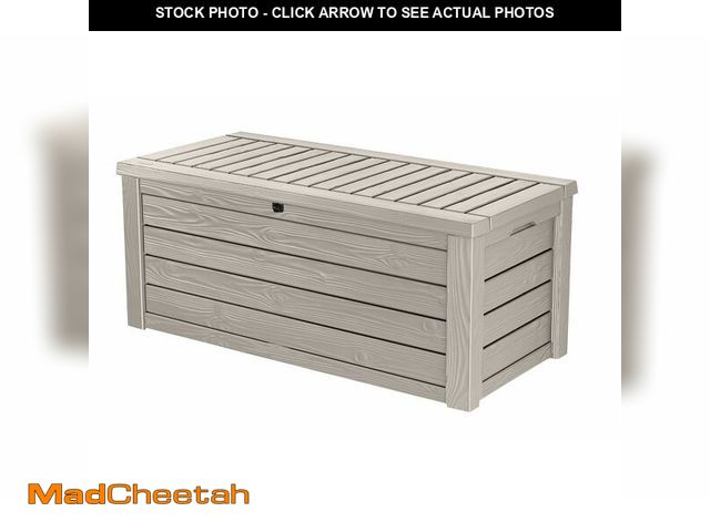 Lot 74-13790314 - Keter Westwood 150 Gallon Resin Large Outdoor Storage Box for Patio Furniture, Outdoor Cushions, Gar...