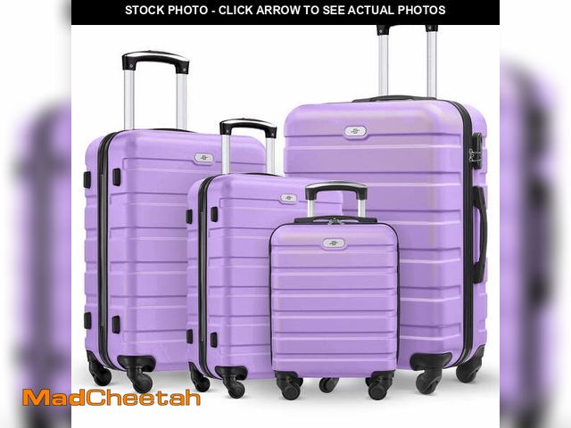 Lot 74-14261375 - Gowill 4 Piece Luggage Set 16/20/24/28 inch Hardside Lightweight Suitcase with Spinner Wheels (Purpl...