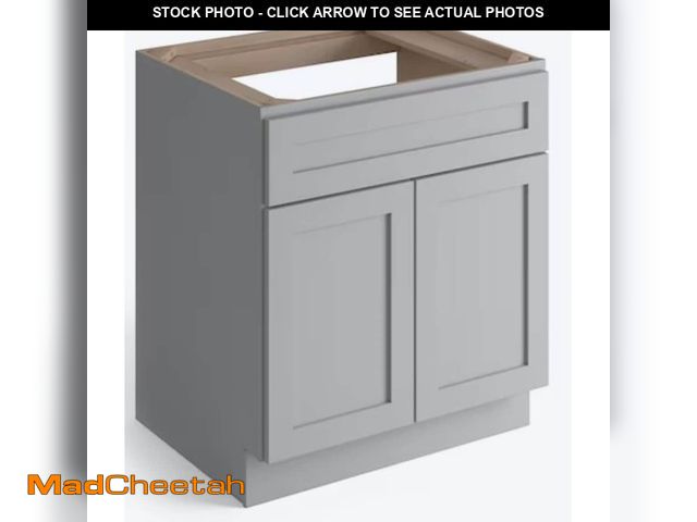 Lot 74-13610313 - RELIABILT Parkstone 18-in Gray Bathroom Vanity Base Cabinet without Top - UNUSED