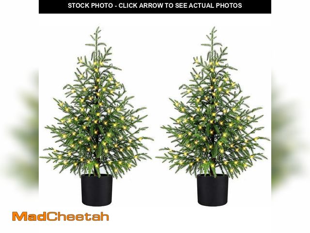 Lot 74-12836434 - 2 Pack 3 FT Pre-Lit Hinged Artificial Christmas Tree with 70 Lights, Green - UNUSED