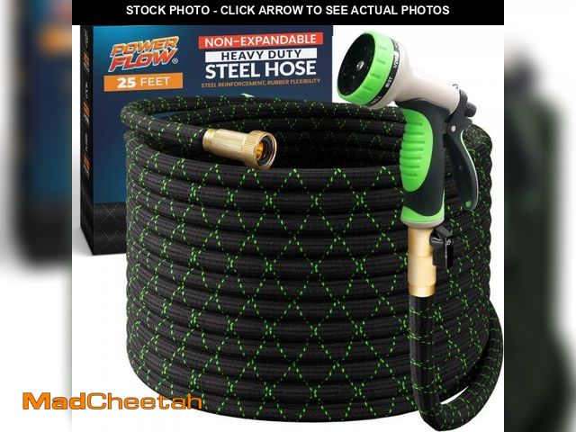 Lot 74-12311815 - PowerFlow Garden Hose, NON-EXPANDABLE 25 Feet Premium Quality Stainless Steel Metal Water Hose with ...