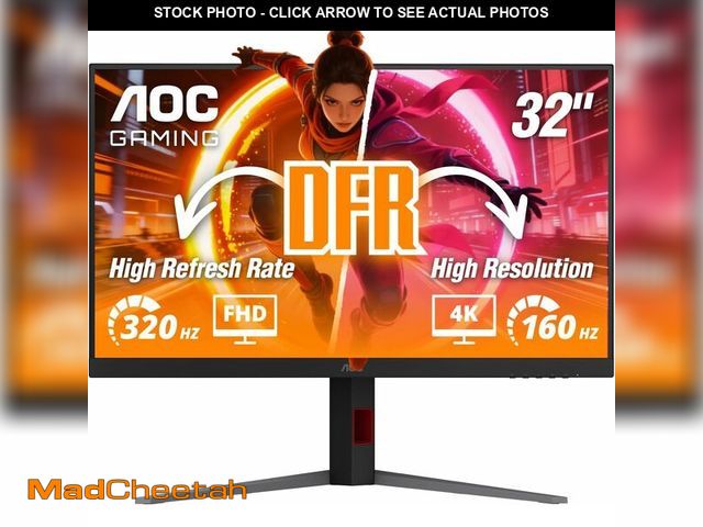 Lot 74-14590963 - AOC 32" Gaming Monitor 4K IPS Dual Mode 320Hz NVIDIA G-SYNC Compati. U32G4 - UNUSED