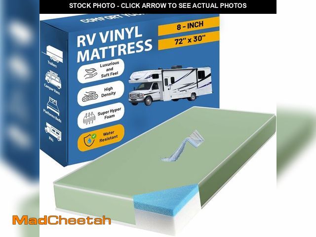 Lot 74-12760174 - Greaton, 8-Inch High-Density Cooling Gel Memory Foam Vinyl RV Mattress Replacement, Medium Firm, Goo...