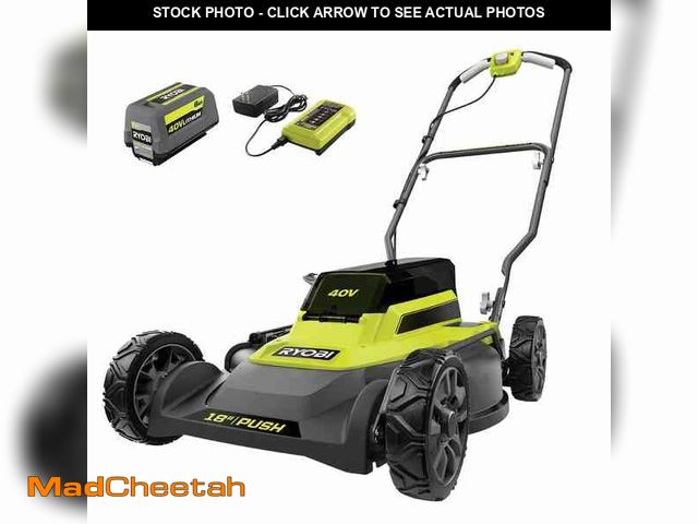 Lot 74-13225549 - RYOBI 40V 18 in. 2-in-1 Cordless Battery Walk Behind Push Lawn Mower with 6.0 Ah Battery and Charger...