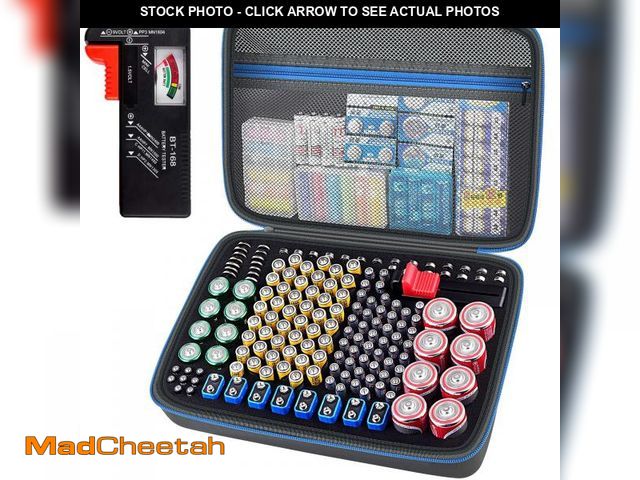 Lot 74-11846126 - Battery Organizer Storage Holder Case Box with Tester Checker BT-168. Holds 225 Batteries AA AAA C D...