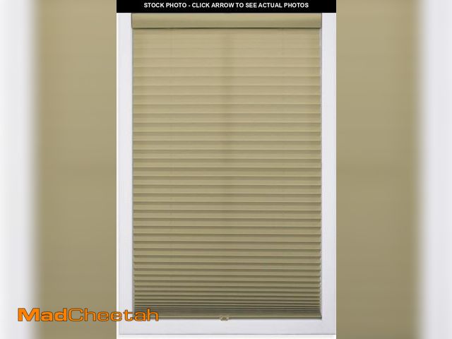 Lot 74-12367396 - DEZ FURNISHINGS Cordless 1" Light Filtering Pleated Shade, Fabric, 46" W x 48" H, Camel - UNUSED