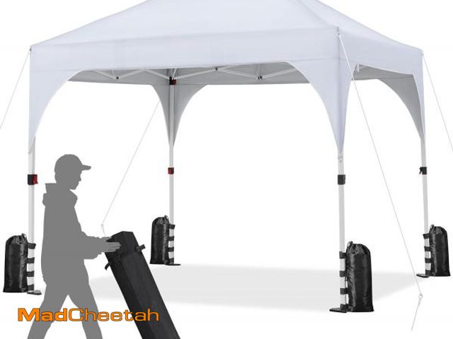 Lot 74-12044712 - Yaheetech 10x10ft Pop-Up Canopy Tent with 17 Solar LED Lights, Outdoor Garden Gazebo, Ez Set-up Inst...