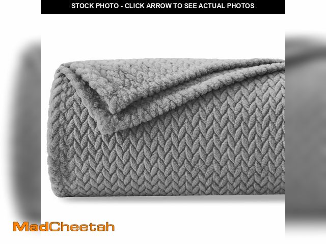 Lot 74-13546483 - NEWCOSPLAY Super Soft Twin Blanket Grey Premium Silky Flannel Fleece Leaves Pattern Lightweight Bed ...