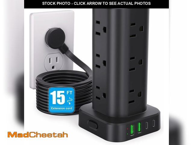 Lot 74-12716140 - Power Strip Tower with Multiple Outlets, Flat Plug Surge Protector Tower Extension Cord with 12 AC O...