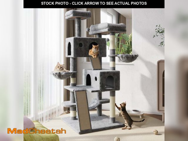 Lot 74-13045044 - Amolife 65.7" Large Cat Tree and Tower Condo for Cats with 2 Scratching Boards, Hammock &amp; Post, ...