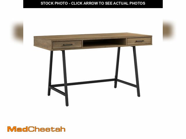 Lot 74-13638673 - Bush Home Steele 54W Writing Desk with Storage in Reclaimed Pine | Large Wooden Computer Table for H...