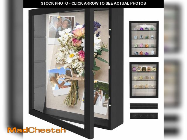 Lot 74-14274457 - YEPOTUE Shadow Box Display Case 11x14, Deep Shadow Box Picture Frame with Linen Back and Removable S...
