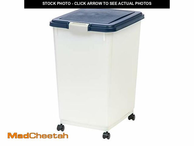 Lot 74-12760211 - IRIS USA 54 Lbs / 69 Qt WeatherPro Airtight Pet Food Storage Container with Attachable Casters, For ...