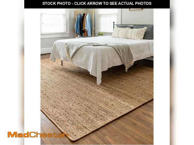 Lot 74-12615071 - The Knitted Co. 100% Jute Area Rug 9 x 12 Feet- Rectangle Natural Fibers- Braided Design Hand Woven ...