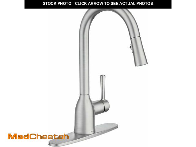 Lot 74-13696910 - Moen Adler Spot Resist Stainless One-Handle High Arc Pulldown Kitchen Faucet with Power Clean, 87233...