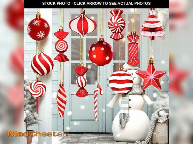 Lot 74-12972853 - Halloscume 24 Pieces 11 Inch Large Christmas Candy Ornaments Outdoor Christmas Hanging Candy Cane Sh...