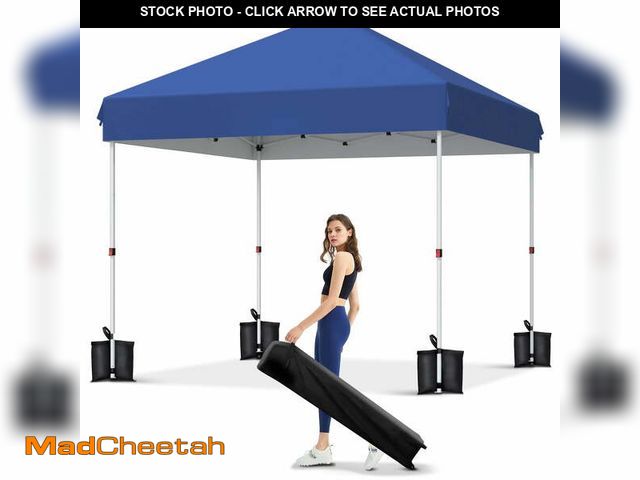Lot 74-14603742 - Garvee 10 x 10 ft Pop-up Canopy, One Button Push Setup, Heavy Duty, Portable Roller Bag, Blue - USED