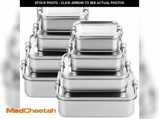 Lot 74-14303326 - Umigy 8 Pcs Stainless Steel Food Containers 550/850/1400/2400 ml Metal Bento Lunch Box Stainless Ste...
