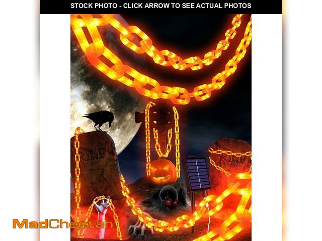 Lot 74-12705888 - Solar Halloween Decorations Outdoor String Lights - 10 Ft 160 LED Plastic Chain String Lights with W...