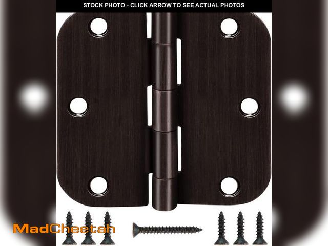 Lot 74-12322853 - 6 Pack Oil Rubbed Bronze Door Hinges 3.5" x 3 1/2 Inch Black Brushed Interior Hinge Rounded 5/8" Rad...