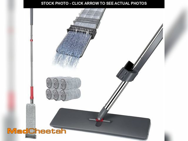 Lot 74-10952964 - Masthome Self Wringing Flat Mop,Microfiber Mops for Floor Cleaning,Stainless Steel Handle Squeeze Mo...