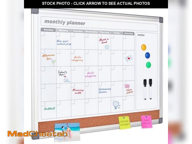 Lot 74-12156212 - SWANCROWN Dry Erase Calendar Whiteboard Cork Board 36  X 24 - UNUSED