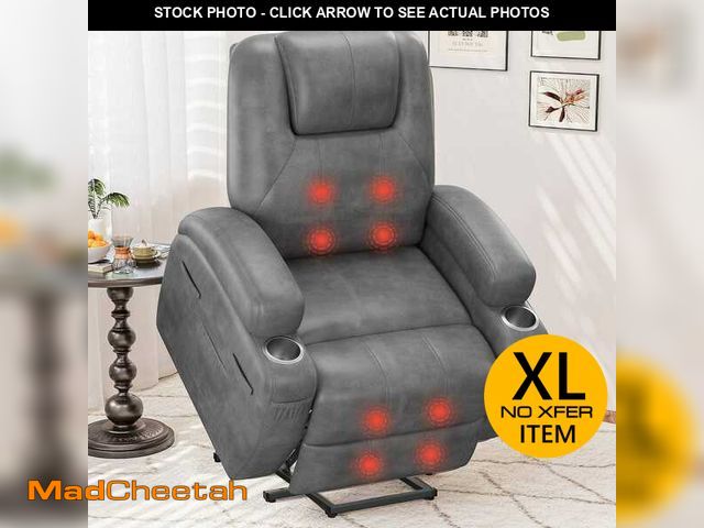 Lot 74-13270460 - LACOO Gray Leather Power Lift Standard (No Motion) Recliner with Power Lift - UNUSED