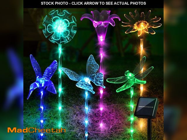 Lot 74-14269565 - Liveasily Set of 6 Arcylic Solar Lights for Outside, Solar Powered Garden Decorations with 8 Lightin...