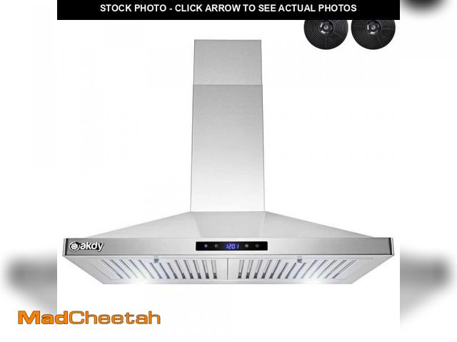 Lot 74-12424567 - AKDY 30 in. Convertible Kitchen Wall Mount Range Hood in Stainless Steel with LEDs, Touch Control an...