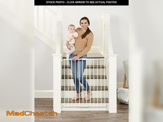 Lot 74-12396901 - Regalo 2-in-1 Extra Tall Easy Swing Stairway and Hallway Walk Through Baby Gate, White - UNUSED