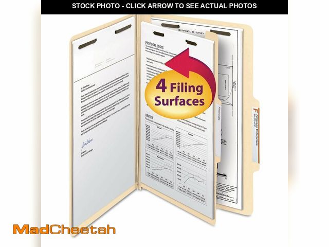 Lot 74-14152987 - Smead Classification File Folder, 1 Divider, 2" Expansion, 2/5-Cut Tab, Legal Size, Manila, 10 per B...