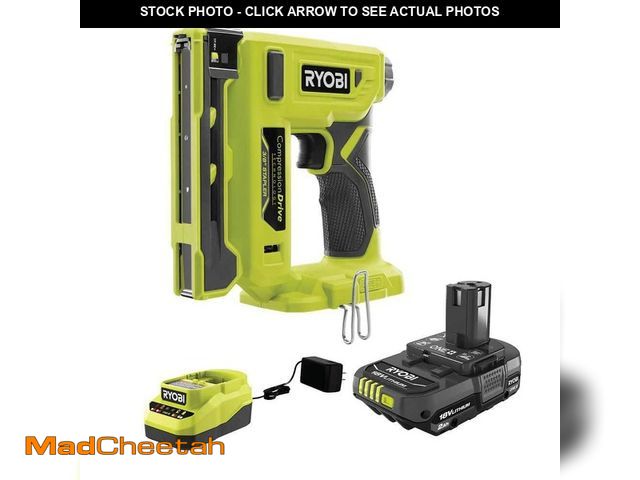 Lot 74-12797584 - RYOBI ONE+ 18V Cordless Compression Drive 3/8 in. Crown StaplerÃÂ Kit with 2.0 Ah Battery and Charg...