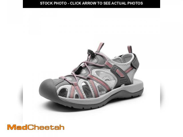 Lot 74-12305774 - DREAM PAIRS Women's Hiking Sandals Adventurous Summer Sports Shoes Outdoor,Size 7,Grey/Coral,DWUMST2...