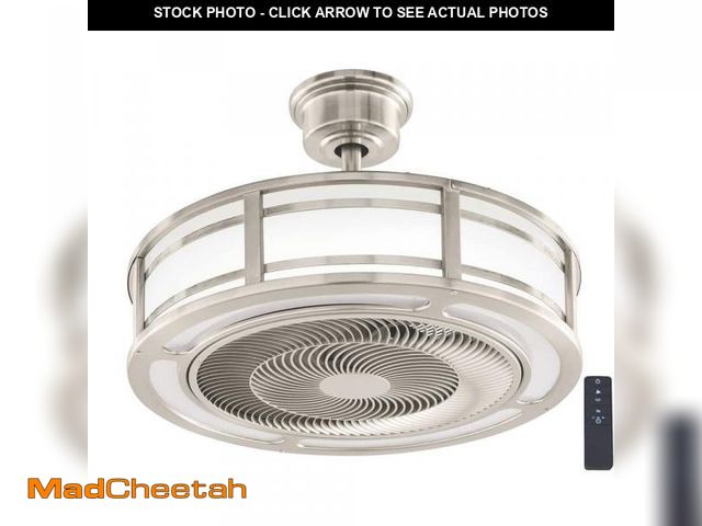 Lot 74-10162353 - Home Decorators Collection Brette III 23 in. Integrated LED Indoor/Outdoor Brushed Nickel Ceiling Fa...