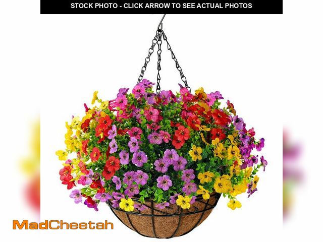 Lot 74-14065258 - TDHDIKE Artificial Faux Fake Hanging Flowers Plants Basket for Summer Outdoor Outside Decoration UV ...