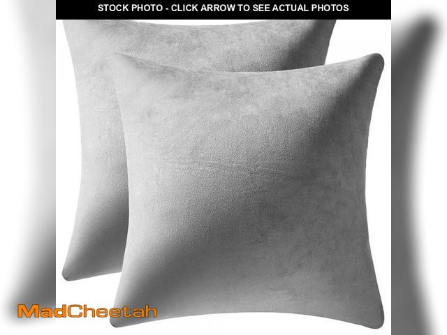 Lot 74-12435069 - DEZENE Decorative Pillow Cases 22x22 Light-Grey: 2 Pack Cozy Soft Velvet Square Throw Pillow Covers ...