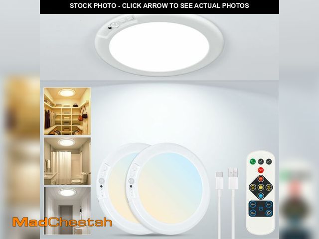 Lot 74-14271881 - Rodalims Rechargeable Ceiling Light No Wiring - Motion Sensor Night Light Indoor with Remote, Batter...