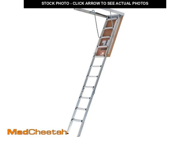 Lot 74-14439682 - Louisville Ladder 7.8 ft. - 10.3 ft. Ceiling Height Aluminum Attic Ladder(22.5 in. x 54 in. Rough Op...