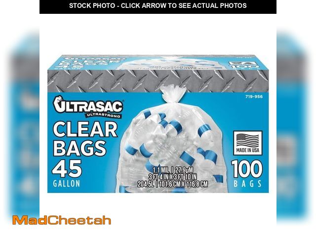 Lot 74-14363115 - Ultrasac 45-Gal. Clear RecyclingHeavy Duty Trash Bags (100-Count) - UNUSED