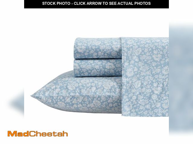 Lot 74-14477809 - Laura Ashley - Twin XL Size Sheet Set, Crisp Cotton Percale Bedding with Matching Pillowcase, Fully ...