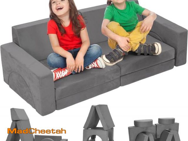 Lot 74-12096433 - Rengue 8PC Modular Kids Play Couch, Foam Couch for Toddlers Set, DIY Toddler Sofa for Forts, for Boy...