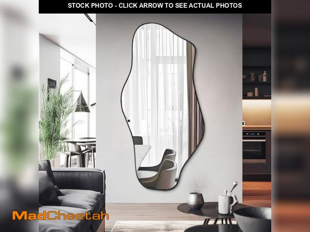 Lot 74-12103855 - DAOYIJIAJU Large Irregular Mirror, Asymmetrical Full Length Mirrors, 59"x25.5" Frameless Abstract Mi...